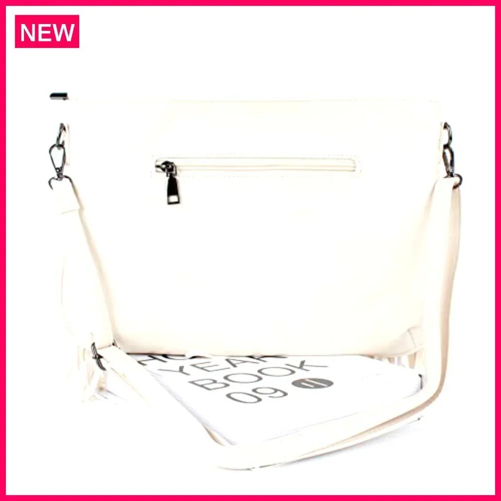Large Leather Fringe Messenger Hobo Crossbody Bag with Tassel - Picture 6 of 8